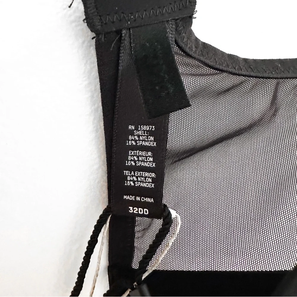 NWT Skims Ultra Fine Mesh Scoop Bra Sheer Underwire Onyx black sz 32DD - Picture 8 of 10